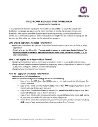 FIXED ROUTE REDUCED FARE APPLICATION Instructions for Completion