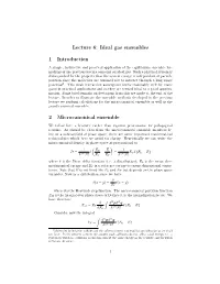 Lecture 6: Ideal Gas Ensembles 1 Introduction 2 Microcanonical