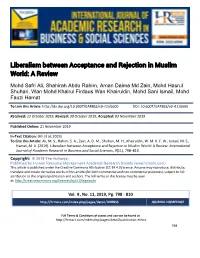 Liberalism Between Acceptance and Rejection in Muslim World: a Review