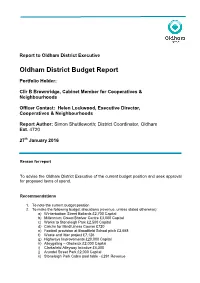 Oldham District Budget Report