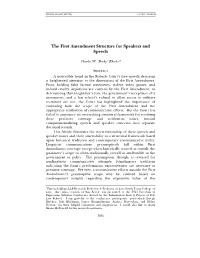 The First Amendment Structure for Speakers and Speech
