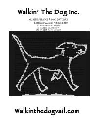 Walkin' the Dog Inc. Walkinthedogvail.Com