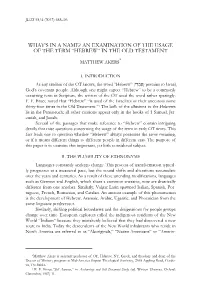 What's in a Name? an Examination of the Usage of the Term “Hebrew”