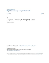 Langston University Catalog 1941-1942 Langston University