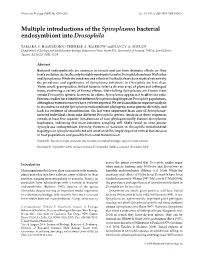 Multiple Introductions of the Spiroplasma Bacterial Endosymbiont Into Drosophila