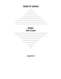 Banks' SORT CODES