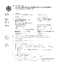Environmental Assessment Statement Part I, General Information