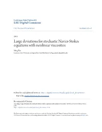 Large Deviations for Stochastic Navier-Stokes Equations With