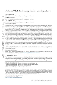 Malicious URL Detection Using Machine Learning: a Survey