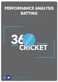 Performance Analysis – Batting