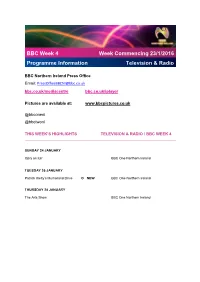 BBC Week 4 Programme Information Week Commencing 23/1/2016
