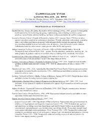 Curriculum Vitae Lorenn Walker, JD, MPH P.O