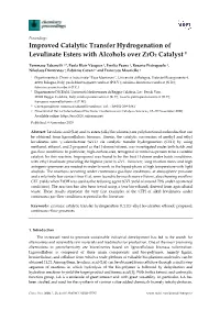 Improved Catalytic Transfer Hydrogenation of Levulinate Esters with Alcohols Over Zro2 Catalyst †