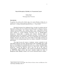 Introduction Hybridity Discourses Have Undergone Sharp Criticism In