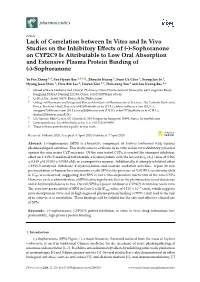 Lack of Correlation Between in Vitro and in Vivo Studies on the Inhibitory Effects Of