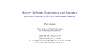 Modern Software Engineering and Research a Pandemic-Adapted Professional Development Workshop