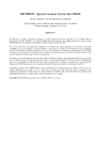 MR PRISM – Spectral Analysis Tool for the CRISM