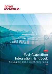 Post-Acquisition Integration Handbook Closing the Deal Is Just the Beginning