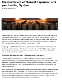 The Coefficient of Thermal Expansion and Your Heating System By: Admin - May 06, 2021