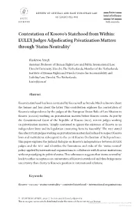 Contestation of Kosovo's Statehood from Within: EULEX Judges Adjudicating Privatization Matters Through 'Status Neutrality