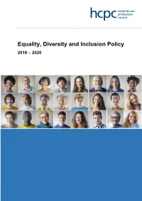 Equality, Diversity and Inclusion Policy 2018 – 2020