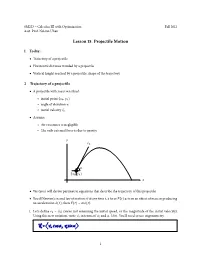 Lesson 15. Projectile Motion
