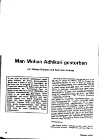 Man Mohan Adhikari Gestorben