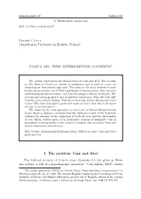 Cain's Sin: New Interpretive Contexts