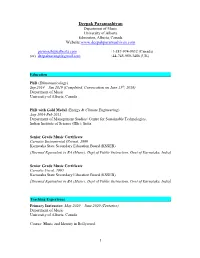 Deepak Paramashivan Department of Music University of Alberta Edmonton, Alberta, Canada Website