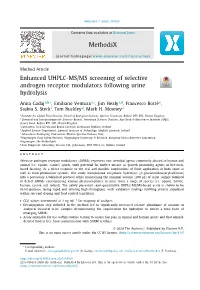 Enhanced UHPLC-MS/MS Screening of Selective Androgen Receptor Modulators Following Urine Hydrolysis
