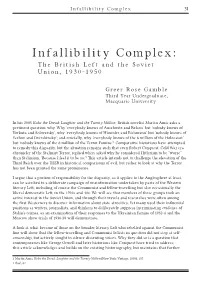Infallibility Complex: the British Left and the Soviet Union, 1930-1950
