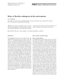 Roles of Bacillus Endospores in the Environment