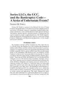Series Llcs, the UCC, and the Bankruptcy Code— a Series of Unfortunate Events?