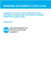 BRIEFING DOCUMENT: CITES Cop18