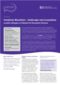 Cambrian Mountains – Landscape and Ecosystems a Public Dialogue on Payment for Ecosystem Services