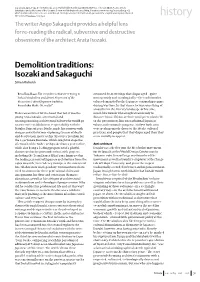 History the Writer Ango Sakaguchi Provides a Helpful Lens for Re-Reading the Radical, Subversive and Destructive Obsessions of the Architect Arata Isozaki