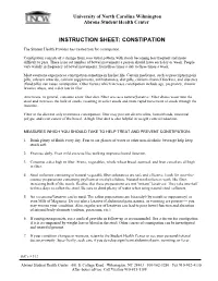Instruction Sheet: Constipation