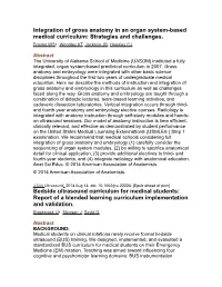 Integration of Gross Anatomy in an Organ System-Based Medical Curriculum: Strategies and Challenges