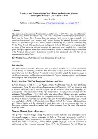 1 Language and Translation in China's Historical Protestant Missions