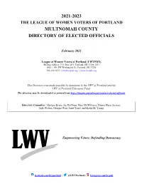 2021-2023 Multnomah County Directory of Elected