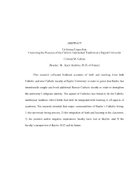 ABSTRACT Ut Omnes Unum Sint: Examining the Presence of The