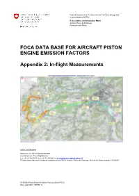 FOCA DATA BASE for AIRCRAFT PISTON ENGINE EMISSION FACTORS Appendix 2: In-Flight Measurements