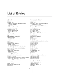 List of Entries & Readers Guide