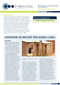Overview of Recent Pro Bono Cases