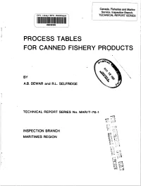 Process Tables for Canned Fishery Products