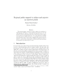 Regional Public Support to Airlines and Airports: an Unsolved Puzzle