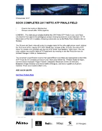 Sock Completes 2017 Nitto Atp Finals Field