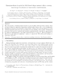 Thermomechanical Model for Niti-Based Shape Memory Alloys Including R-Phase and Material Anisotropy Under Multi-Axial Loadings
