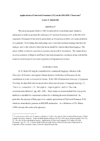 Applications of Universal Grammar (UG) in the ESL/EFL Classroom1