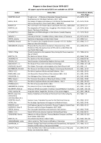 Papers in the Great Circle 1979-2017 All Papers up to the End of 2015 Are Available on JSTOR Author Article Title Volume/Issue, Month, Year, Pages SHORTEN, Ann R